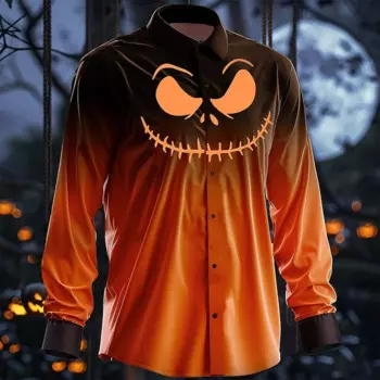 2024 Halloween men's new autumn and winter spring and summer yellow shirt party party Halloween fashion plus size men's tops