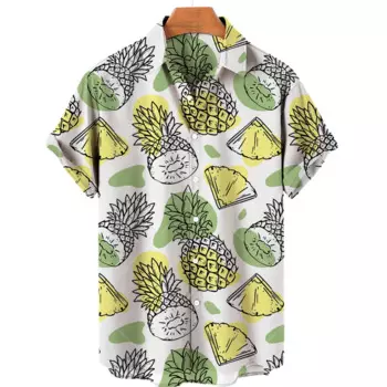2024 Hawaiian Shirt 3D Printing Men's And Women's Fruits Pattern Short Sleeve Unisex Loose Vacation Fashion Casual Beach Top