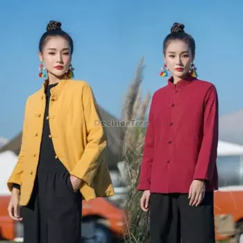 2024, хлопково-льняная зимняя одежда в китайском стиле, винтажное пальто дзен с пряжкой в этническом стиле, простое свободное утепленное пальто