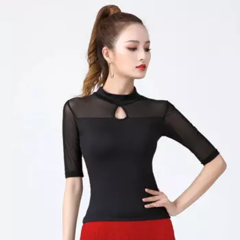 2024 Latin Top Women Dance Basic Top Training Suit Girl Dancewear Ballroom Samba Tango Flamengo Dancing Practice T-shirt Costume