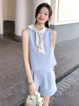 2024 Летний французский модный женский маленький ароматный комплект из двух предметов для женщин, куртка, пальто + короткие костюмы, корейские милые комплекты брюк из 2 предметов