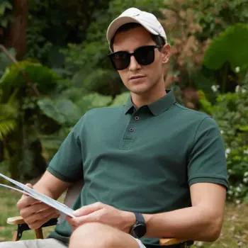 2024 летняя деловая рубашка-поло с лацканами, Мужская Классическая однотонная Молодежная Футболка с коротким рукавом