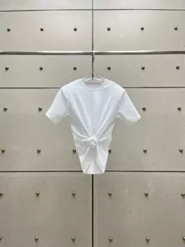 2024, летняя новая женская роскошная модная футболка с коротким рукавом и белым цветком, футболка