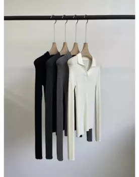 2024 M+ Новый бесшовный женский свитер с воротником-поло из пряжи One Yangtze