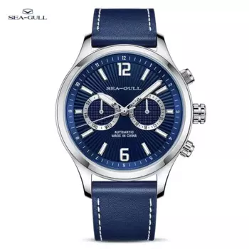 2024 механические часы-пилот Seagull с хронографом, циферблат в виде панды, светящийся Сапфировый Браслет из нержавеющей стали, водонепроницаемость 50 м, мужские часы 6157