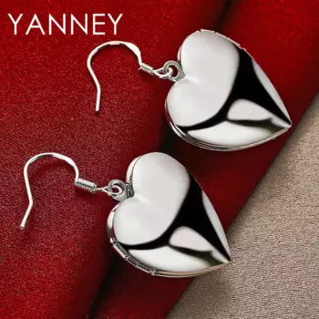 2024 New 925 Sterling Silver Glossy Heart Earrings For Women Fashion High Quality Wedding Engagement Jewelry Party Accessories