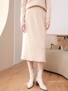 2024 New Arrival Women's Skirt For Spring and Autumn 100% Pure Cashmere Knitwear Solid Color High Waist Female Fashion Skirt