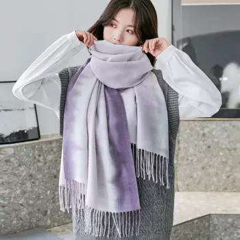 2024 New Autumn Winter Tie Dye Gradient Color Women's Scarf Luxury Imitation Cashmere Couple Warm Scarves Shawls Accessories