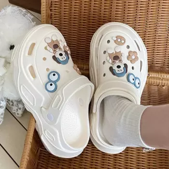 2024 New Cave Shoes DIY Accessories Cute Cartoon Slippers Women's Beach Slippers Cave Indoor Casual Comfortable Sandals