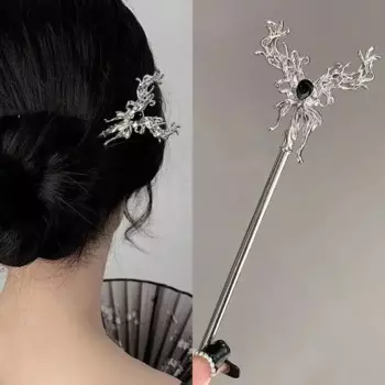 2024 New Chinese Liquid Metal Butterfly Women's Hair Clip Exquisite Plate Hair Clip Simple Back Head Fashion Accessories
