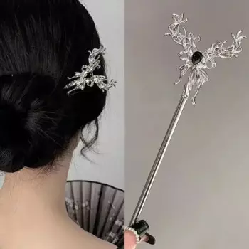 2024 New Chinese Liquid Metal Butterfly Women's Hair Clip Exquisite Plate Hair Clip Simple Back Head Fashion Accessories