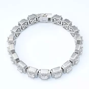2024 New Fine Jewelry h ip hop luxury big diamond moissanite square shape clustered cuban Bracelet bangle 925 silver