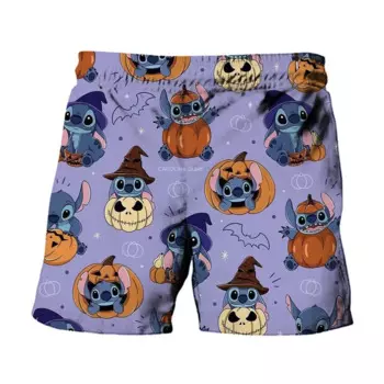 2024 New Horror Halloween Collection Disney Brand Mickey And Minnie Anime Print Summer Men's Fashion Beach Party Casual Shorts