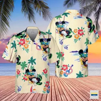 2024 New Summer Disney Hawaiian Shirt Mickey Mouse Hawaiian Shirt Beach Short Sleeve Shirt Casual Vacation Shirt Retro