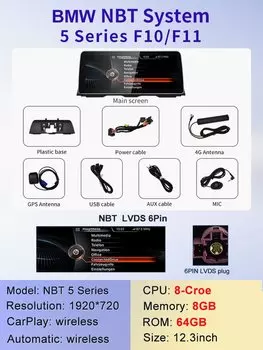 2024 Новая система ID6 ID7 ID8 UI 12,3inc Android Беспроводная система Carplay AUTO для BMW 5 серии F10 F11 CIC NBT Автомобильные видеоплееры GPS NAVI