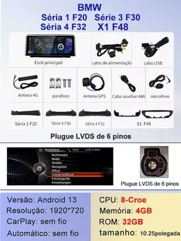 2024 Новая система ID6 ID7 ID8 UI Android Беспроводной Carplay AUTO для BMW 1/3/4 серии F20 F30 F31 F32 X1 F48 NBT Автомобильные видеоплееры