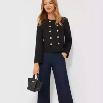 2024 новая женская одежда Chunxun в европейском и американском стиле, двубортная маленькая Очаровательная шерстяная куртка с круглым вырезом и топ для