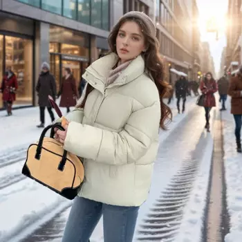 2024, новая зимняя пуховая хлопковая куртка, женская новая стильная свободная куртка с воротником-стойкой, женское теплое утолщенное зимнее пальто с длинными рукавами