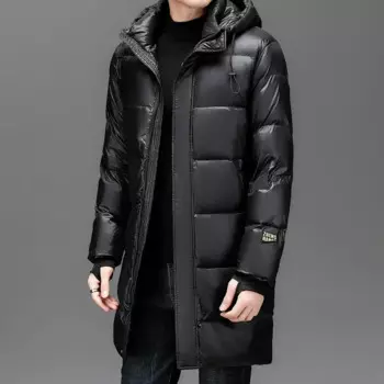 2024, новая зимняя роскошная дизайнерская одежда, длинный пуховик, одежда для защиты от холода, толстая теплая черная куртка с капюшоном, мужская гусиная куртка