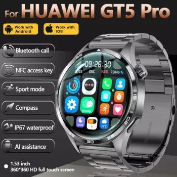 2024 Новинка для HUAWEI GT5 PRO Смарт-часы для мужчин GPS спорт NFC контроль оценки Bluetooth вызов Компас IP67 Водонепроницаемые умные часы