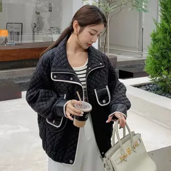 2024, новинка зимы, небольшой аромат, ветрозащитная куртка с хлопковой подкладкой, пуховик, женская кожаная куртка с ветрозащитой, легкая куртка