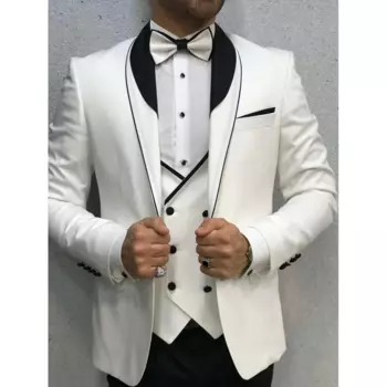 2024 новые модные мужские костюмы Slim Fit из 3 предметов, элегантные формальные костюмы для жениха и жениха, свадебные костюмы, пиджак + жилет + брюки Terno Masculino