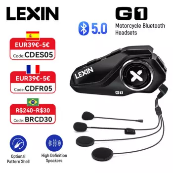 2024 Новые мотоциклетные Bluetooth-гарнитуры Lexin G1 для шлема, Bluetooth 5,0, динамики высокой четкости, обновление звукового качества