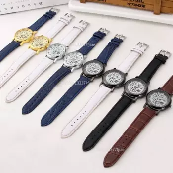 2024, новые роскошные мужские часы, модные полые часы, мужские кварцевые наручные часы с римским циферблатом и кожаным ремешком, часы Relgio Feminino