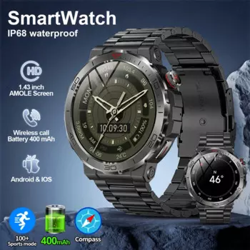 2024, новые умные часы для мужчин, 1,43 дюйма, AMOLED, спортивные, фитнес-часы с компасом, Bluetooth-вызов, водонепроницаемые мужские умные часы для Huawei Xiaomi