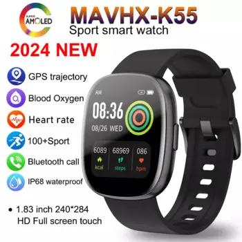 2024, новые умные часы для женщин, AMOLED HD-экран, GPS-трек, спортивные часы для мужчин, мониторинг сердечного ритма, Bluetooth-вызов, умные часы