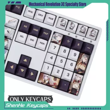 2024 Новый Genshin Impact Shenhe Theme Keycap 136-клавишный вишневый профиль Pbt термосублимационная механическая клавиатура аниме игровой колпачок
