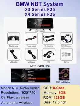 2024 Новый ID6 ID7 ID8 UI 12,3-дюймовая система Android Беспроводной Carplay AUTO для BMW X3 F25 X4 F26 CIC NBT Автомобильные видеоплееры GPS Navi