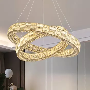 2024 Новый кольцевой светильник Вилла Спальня Гостиная Роскошная хрустальная люстра Современное украшение интерьера Светодиодная потолочная люстра