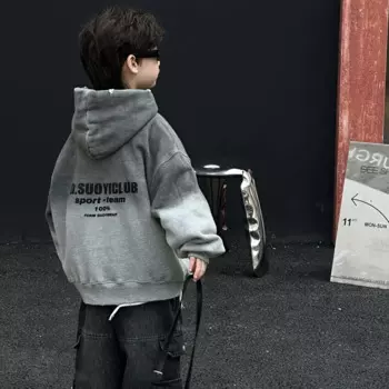 2024 осень-зима, детские толстовки для маленьких мальчиков, утепленные пуловеры с градиентом и буквенным принтом для мальчиков от 1 до 10 лет, мягкий хлопковый свитшот для маленьких мальчиков