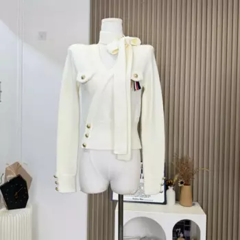 2024, осенне-зимний трикотаж, женский новый винтажный милый вязаный свитер с v-образным вырезом и пряжкой, пуловеры с длинными рукавами, джемпер F39