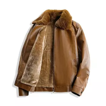 2024, осенне-зимняя новая модная однотонная флисовая утепленная теплая кожаная куртка, мужская повседневная свободная куртка больших размеров L-4XL