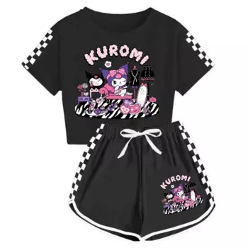 2024 Sanrio Shirts and Shorts Set Cinnamoroll Childrens Sleepwear Pajamas Baby Summer Hello Kitty Women Pajamas Pants Girls Gift