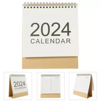2024 Simple Minimalist English Edition Desk Calendar 2023 2024 Paper Home Office School Schedule Planner Elegant Design