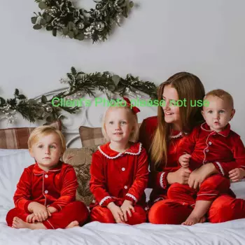 2024 sleepwear kids matching with mummy christmas pyjamas family pjs boys girls pjs red velvet pajamas women men loungewear