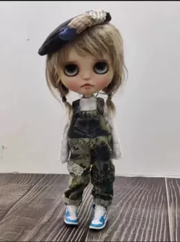 2024 стиль для отдыха 4 шт. Blythe шляпа, комбинезоны, топ, носки 1/6 30 см (подходит для azone,Pullip,Ob22/24/26, Licca)