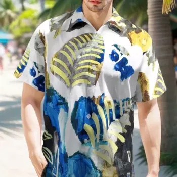 2024 Summer New Hawaiian Blossom Shirt Men's Luxury Brand Loose Beach Vacation Short Sleeve Printed Shirt Camisas De Hombre