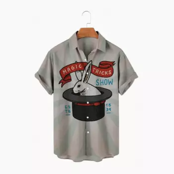2024 Summer New Men's Shirts Hawaiian Fashion - Men's Summer Casual Short Sleeve 3D Circus Print Large Size Beach Shirt