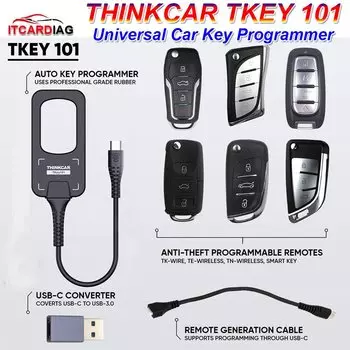 2024 THINKCAR TKEY 101-универсальное программирующее оборудование для автомобильных ключей с 6 дистанционными ключами с поддержкой противоугонных систем
