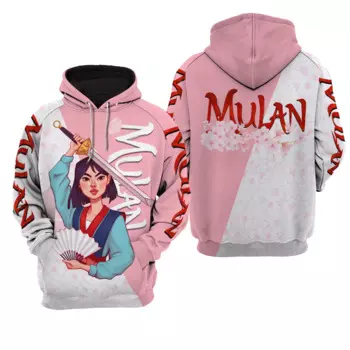 2024 толстовка с капюшоном для мужчин и женщин Disney Mulan 3D, розовая толстовка с капюшоном в стиле принцессы Мулан Воин, удивительный свитер с капюшоном DN Mulan