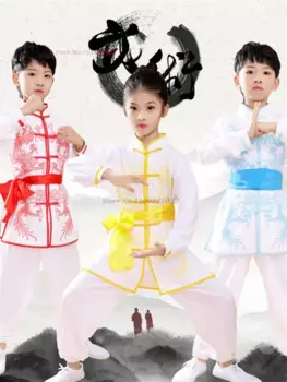 2024, традиционный китайский детский костюм кунг-фу, национальный принт дракона, ушу, униформа, костюм кунг-фу, комплект восточного крыла-чуна