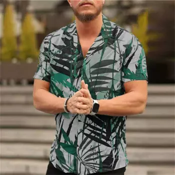 2024 Tropical Plants 3D Hawaiian Shirts Men's Breathable Fashion Beach Short Sleeve Top Summer Leisure Men's Holiday Shirts