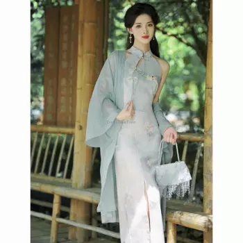 2024 улучшенное Элегантное повседневное ретро платье qipao современное модное приталенное платье с вырезом-подвеской в китайском стиле нежное темпераментное платье qipao