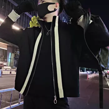 2024 Весенняя мужская куртка с лентами и воротником-стойкой, Повседневная Деловая куртка-бомбер, уличная куртка, Мужская одежда, M-3XL