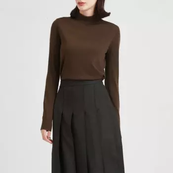 2024 весенний вязаный пуловер с длинным рукавом, черный, серый, кофейный, шерстяной свитер с ложным воротником