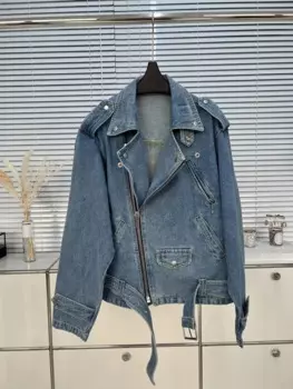 2024 винтажная Новая Женская Весенняя Повседневная Высококачественная ковбойская джинсовая куртка, пальто для женщин